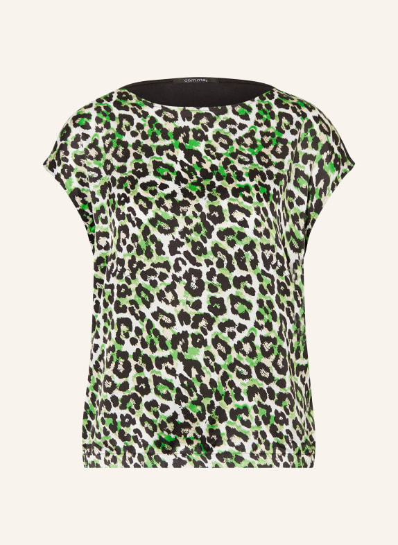 comma Blouse top in mixed materials BLACK/ GREEN/ CREAM