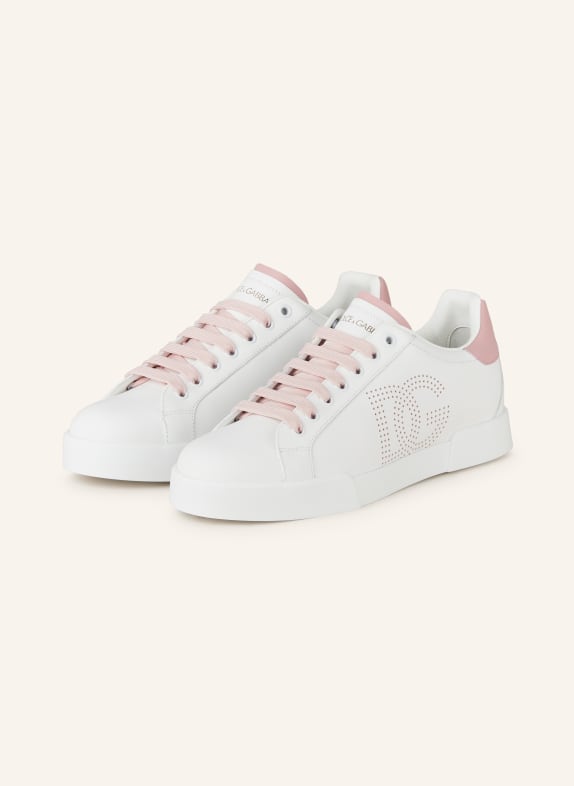 DOLCE & GABBANA Sneakersy BIAŁY/ RÓŻOWY