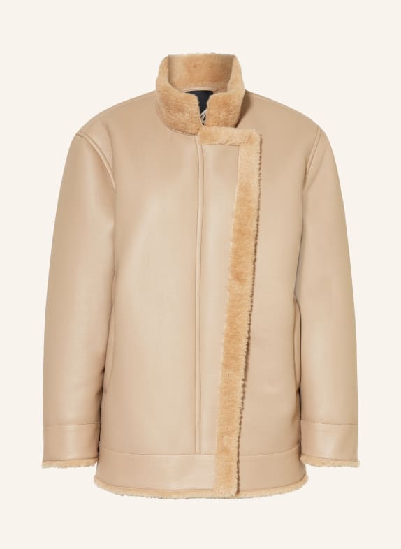 FUCHS SCHMITT Jacke in Lederoptik mit Kunstfell BEIGE