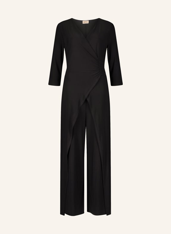 CARTOON Jumpsuit in wrap look with 3/4 sleeves BLACK