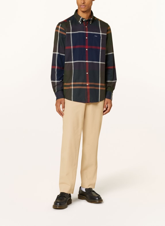 Barbour Overhemd DUNOON Tailored Fit DONKERBLAUW / DONKERGROEN / DONKERROOD