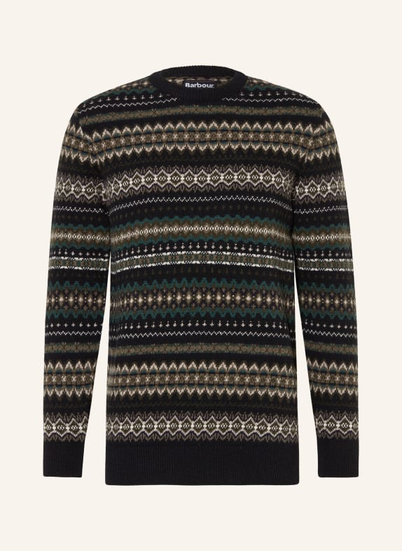 Barbour Sweater ISLE CREW BLACK/ WHITE/ GREEN