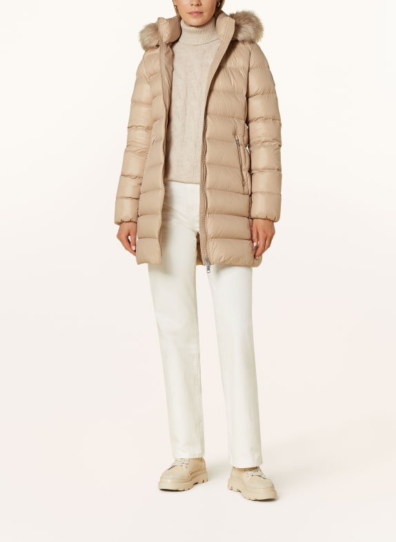 TOMMY HILFIGER Daunenmantel GLOSS DOWN TYRA mit Kunstpelz BEIGE