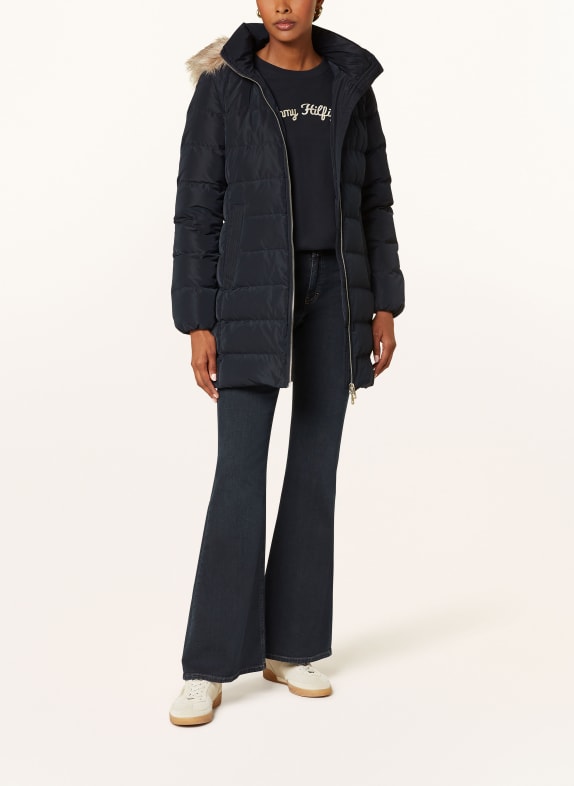 TOMMY HILFIGER Daunenmantel HERITAGE DOWN TYRA mit abnehmbarem Kunstpelz DUNKELBLAU
