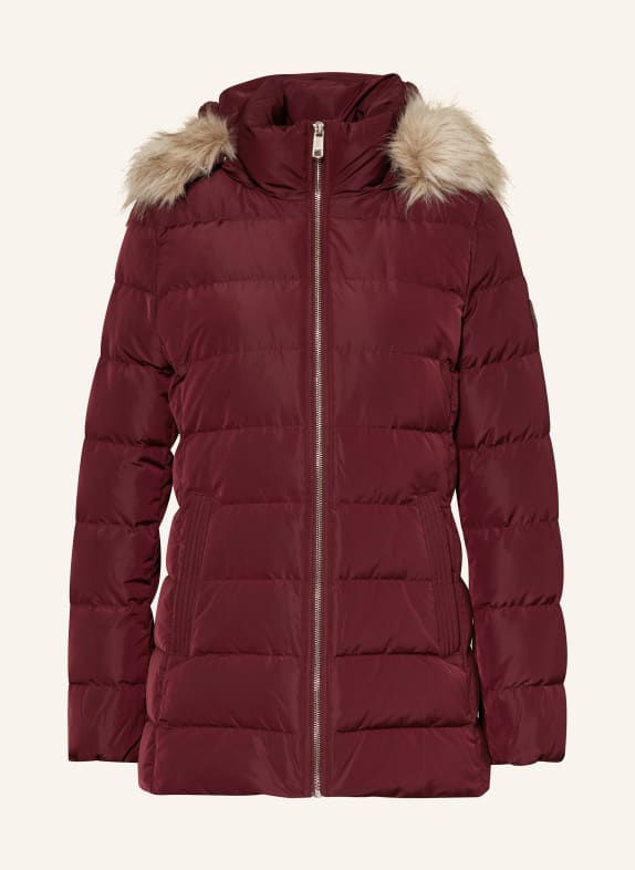 TOMMY HILFIGER Daunenjacke HERITAGE DOWN TYRA mit Kunstpelz DUNKELROT