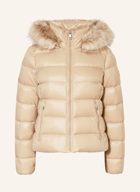 TOMMY HILFIGER Daunenjacke GLOSS DOWN TYRA mit Kunstpelz BEIGE