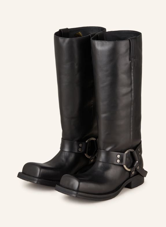 Acne Studios Biker Boots s nýty ČERNÁ