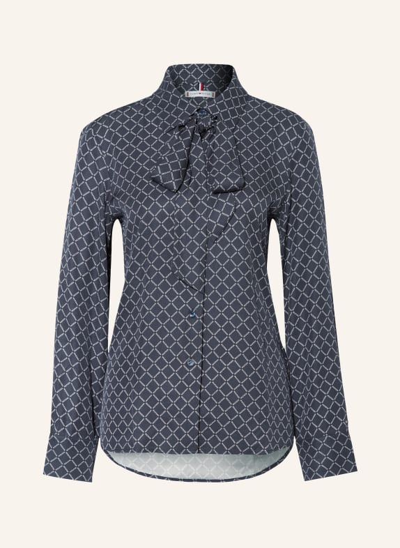 TOMMY HILFIGER Hemdbluse DIAMOND mit Schluppe GRAU/ WEISS