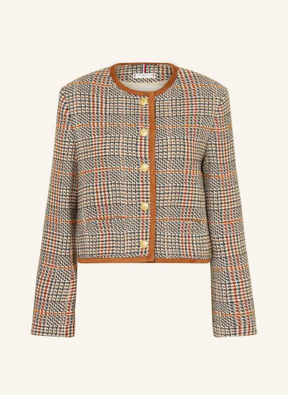 TOMMY HILFIGER Kastenjacke aus Tweed CREME/ DUNKELORANGE/ PETROL