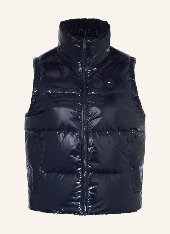 TOMMY HILFIGER Daunenweste zum Wenden mit Teddyfell DUNKELBLAU