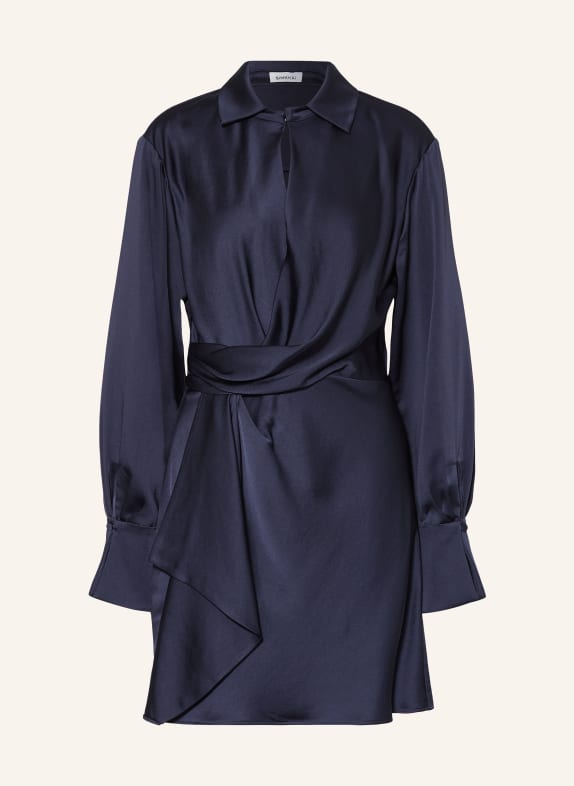 SIMKHAI Satin dress in wrap look DARK BLUE