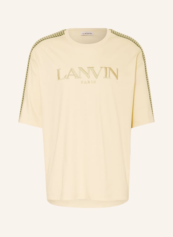 LANVIN Oversized shirt with tuxedo stripes LIGHT YELLOW/ DARK GREEN