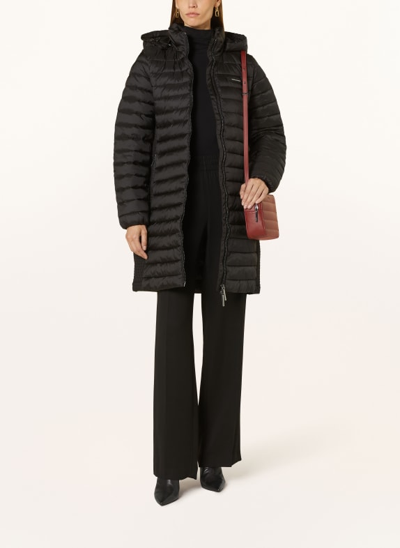 Calvin Klein Quilted coat with removable hood BLACK