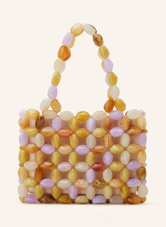 0711 TBILISI Handbag JUNO made of decorative beads YELLOW/ LIGHT PURPLE/ LIGHT RED
