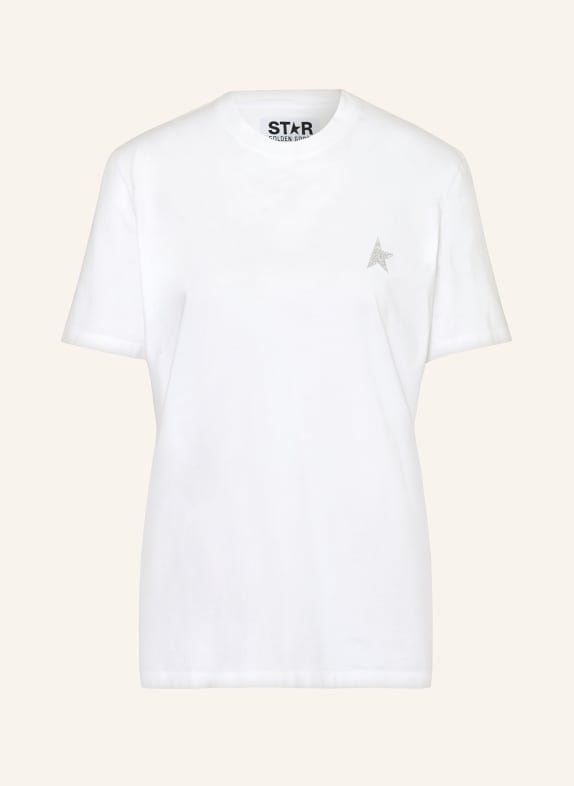 GOLDEN GOOSE T-Shirt STAR mit Glitzergarn WEISS