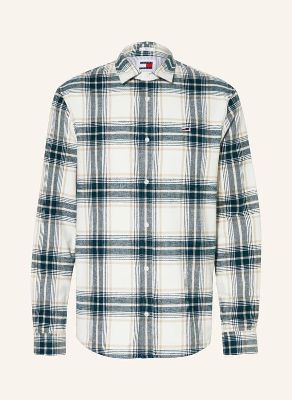 TOMMY JEANS Flanellhemd Regular Fit WEISS/ PETROL/ BEIGE