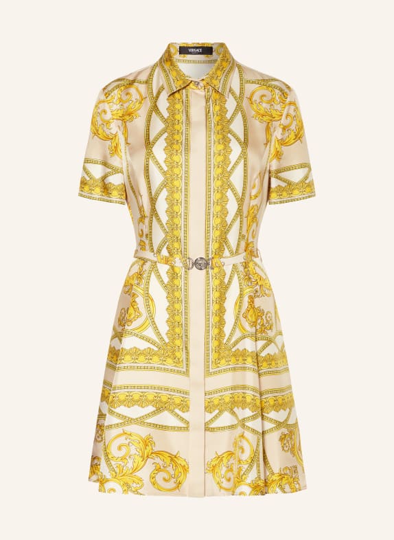 VERSACE Shirt dress in silk BEIGE/ YELLOW