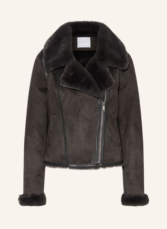 RINO & PELLE Biker jacket with faux fur DARK GRAY