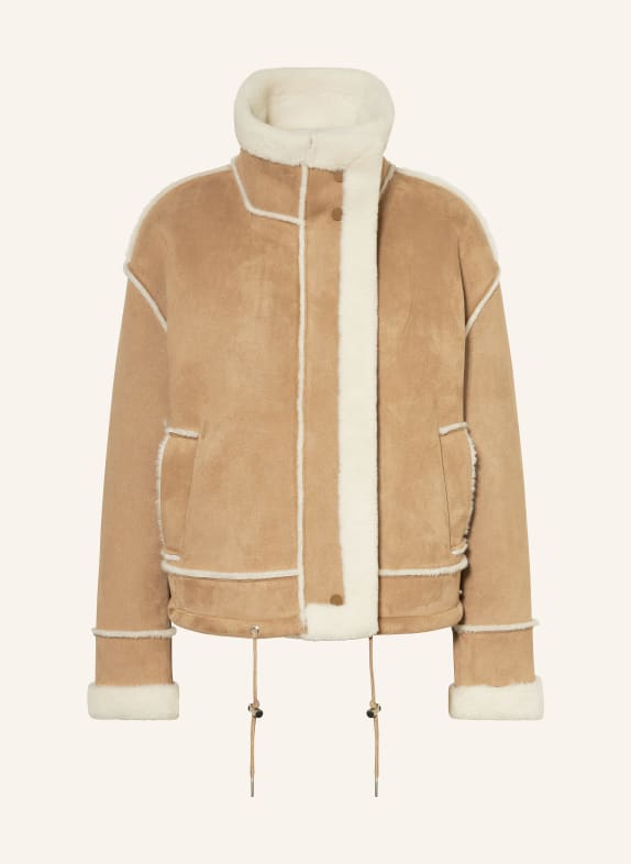 RINO & PELLE Kastenjacke mit Kunstfell CAMEL