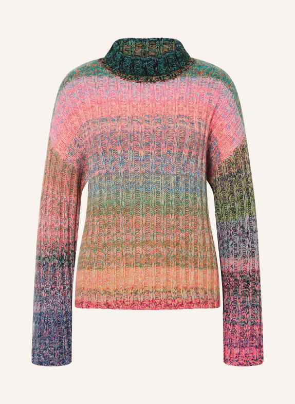FTC CASHMERE Turtleneck sweater in cashmere GREEN/ PINK/ BLUE