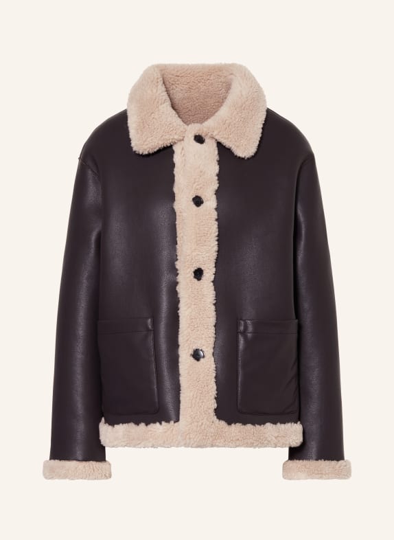 REPEAT Teddyfell-Jacke zum Wenden DUNKELBRAUN/ CREME