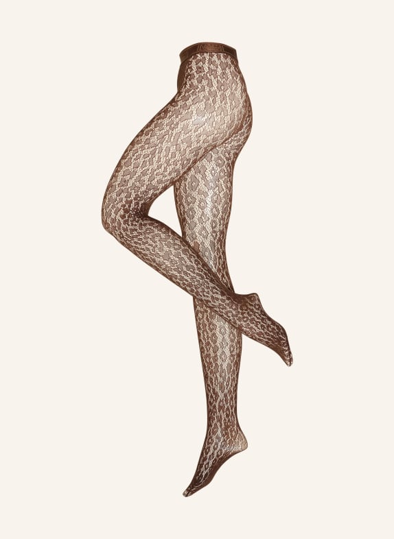 Wolford LEO LACE pantyhose 4850 umber