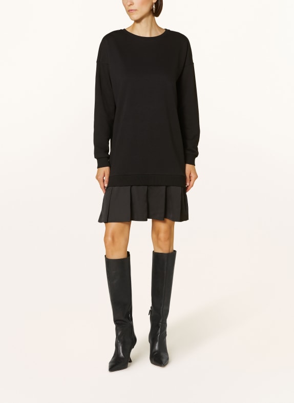 LIU JO Sweater dress in mixed materials BLACK