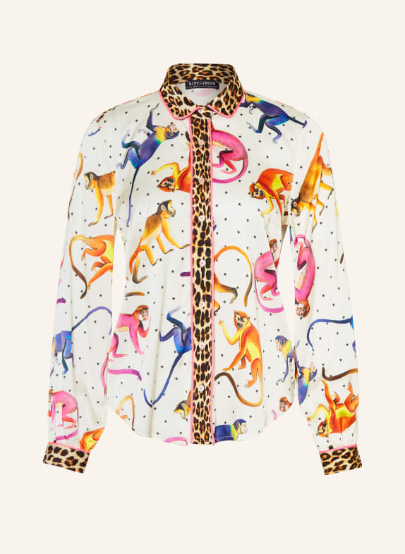 RISY & JERFS Satin shirt blouse WHITE/ PINK/ YELLOW