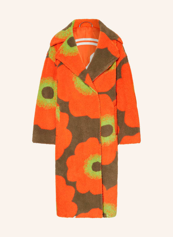 No.1 Como Teddyfellmantel ORANGE/ KHAKI/ HELLGRÜN