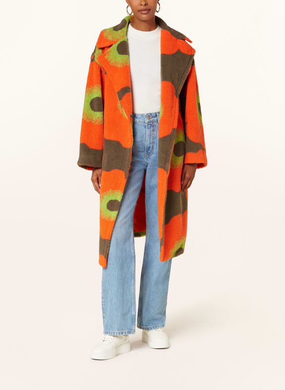 No.1 Como Teddy coat ORANGE/ KHAKI/ LIGHT GREEN