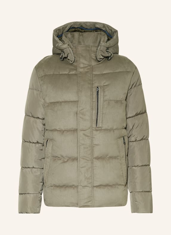 STROKESMAN'S Steppjacke im Materialmix mit abnehmbarer Kapuze TAUPE