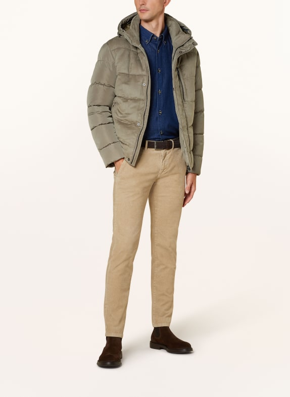 STROKESMAN'S Steppjack in materiaalmix met afneembare capuchon TAUPE