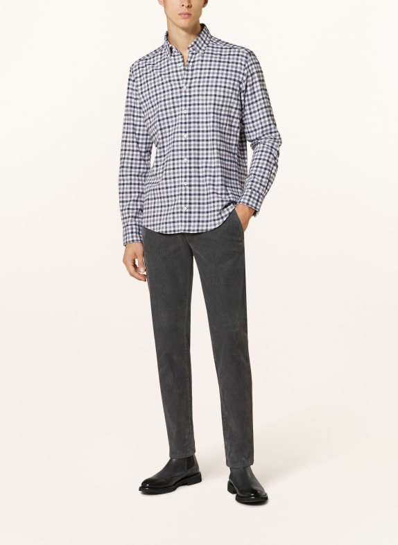 STROKESMAN'S Flanellhemd Regular Fit DUNKELBLAU / GRAU / WEISS