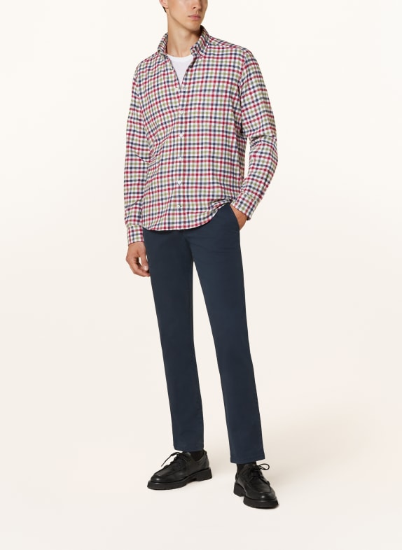 STROKESMAN'S Koszula flanelowa regular fit CIEMNOCZERWONY / JASNOZIELONY / BIAŁY