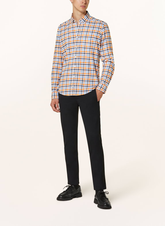 STROKESMAN'S Flanellskjorte Regular Fit ORANGE / LYSEBLÅ / MØRKEBLÅ