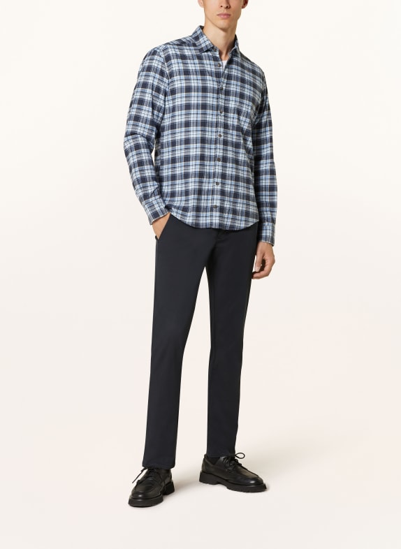 STROKESMAN'S Flanellhemd Regular Fit DUNKELBLAU / HELLBLAU / HELLORANGE