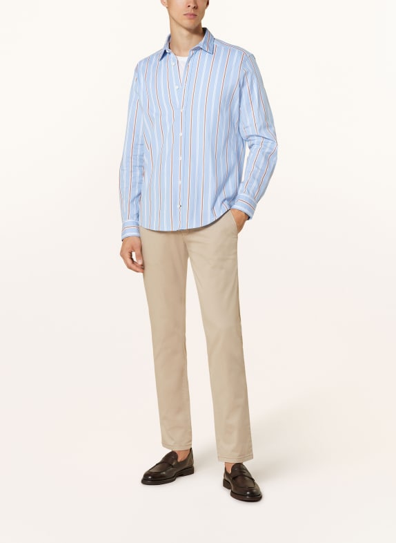 STROKESMAN'S Overhemd Regular Fit LICHTBLAUW / ORANJE / WIT