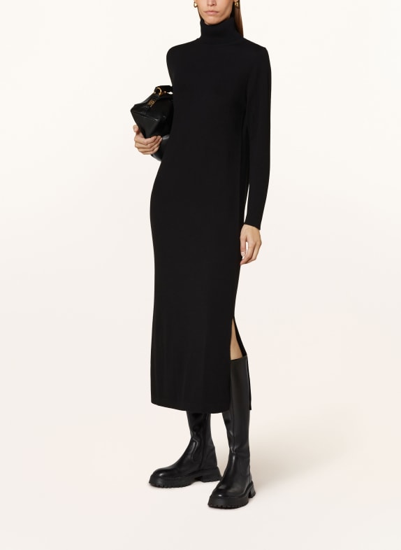 ALLUDE Knit dress with cashmere BLACK