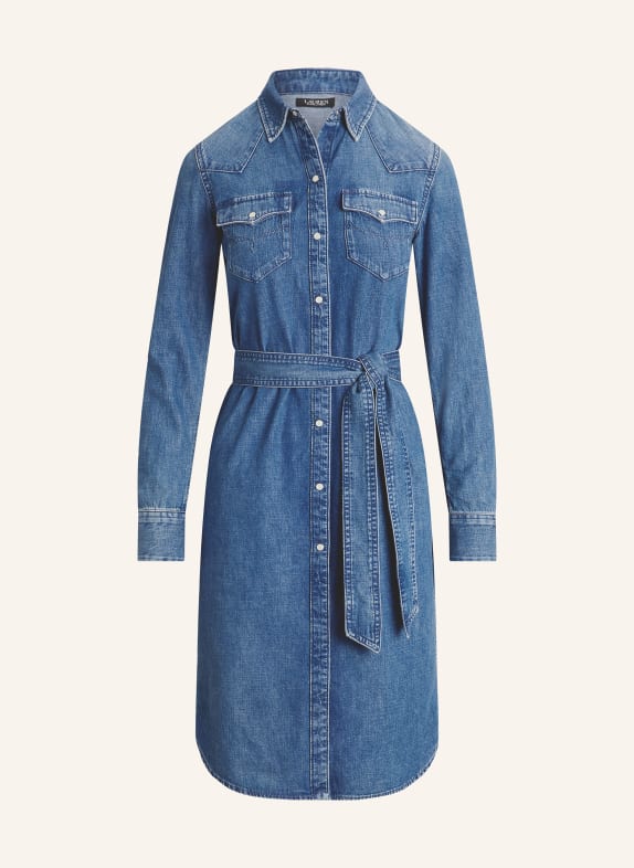 LAUREN RALPH LAUREN Hemdblusenkleid in Jeansoptik BLAU