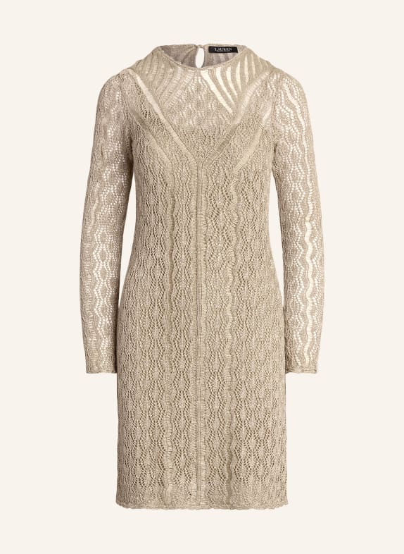 LAUREN RALPH LAUREN Knit dress with linen and glitter thread LIGHT BROWN