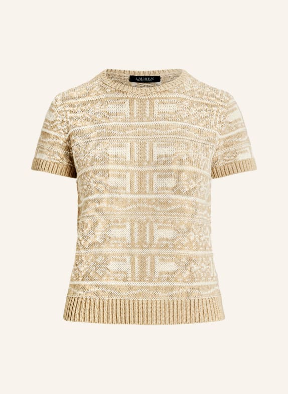 LAUREN RALPH LAUREN Knit shirt with linen LIGHT BROWN/ ECRU