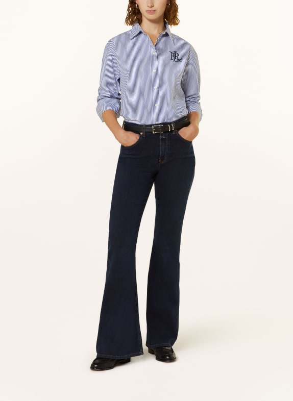 LAUREN RALPH LAUREN overhemdblouse BLAUW / WIT