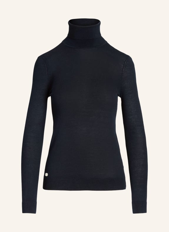 LAUREN RALPH LAUREN Rollkragenpullover mit Seide DUNKELBLAU