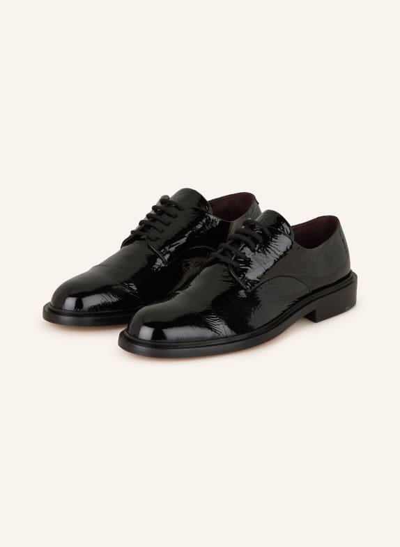 POMME D'OR Patent lace-up shoes QUEEN BLACK