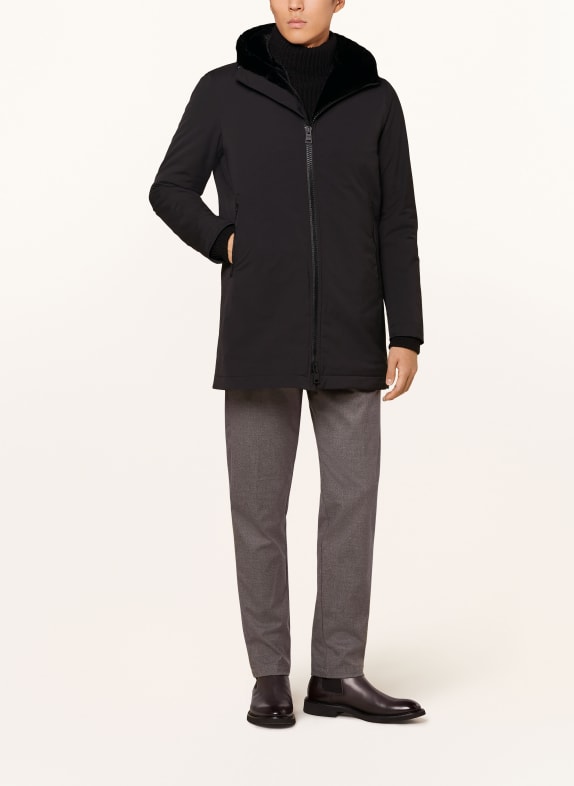 HERNO Parka cu blană artificială NEGRU