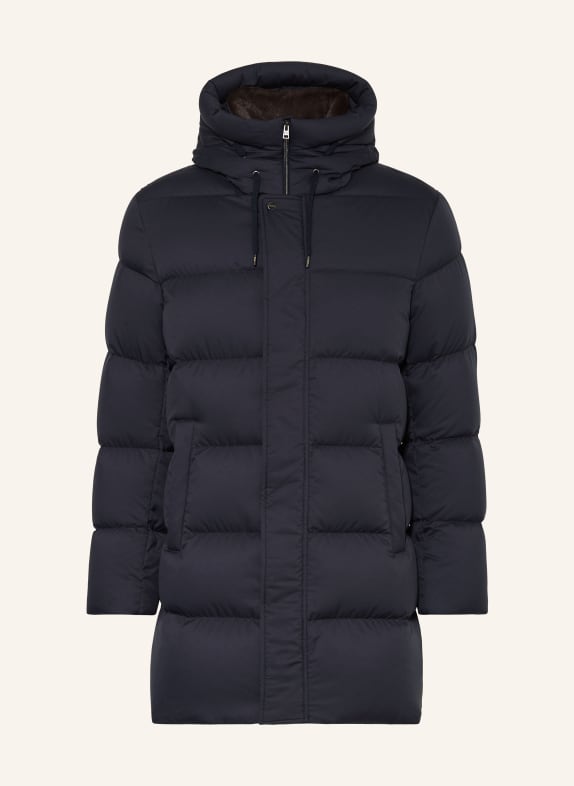 HERNO Down jacket with detachable faux fur DARK BLUE