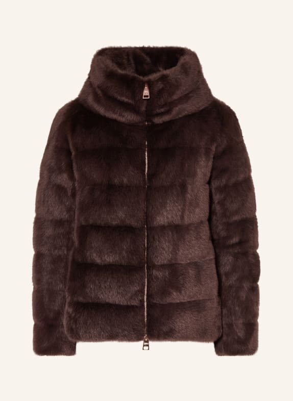 HERNO Faux fur down jacket DARK BROWN