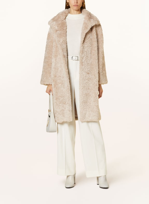 HERNO Faux fur coat CAPPOTTO BEIGE