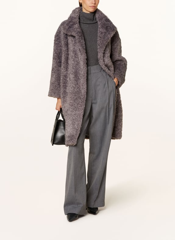 HERNO Faux fur coat CAPPOTTO GRAY