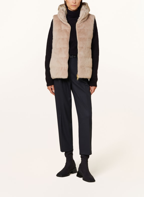 HERNO Down vest with faux fur NUDE